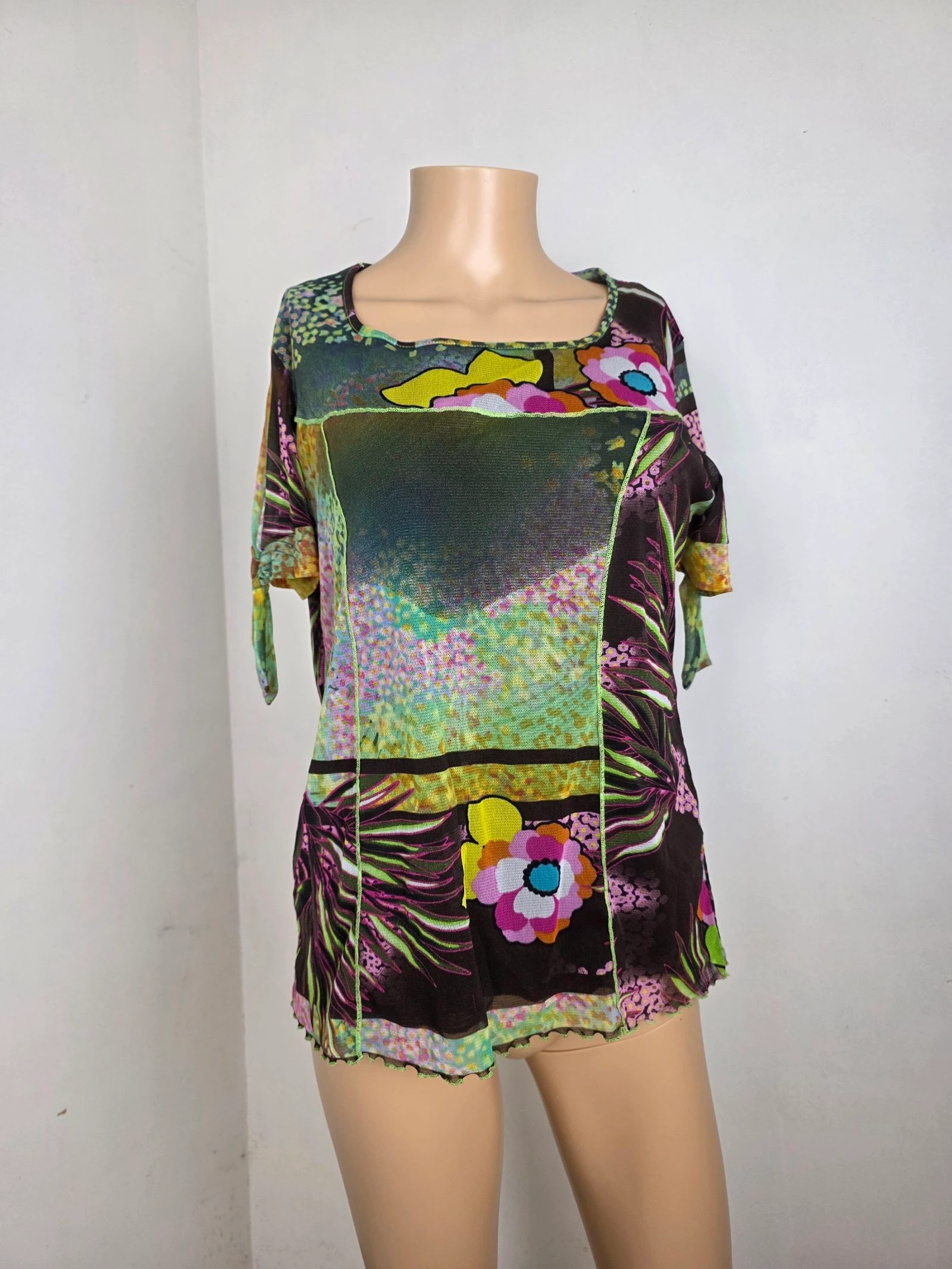 Blusa original estampado flores mesh 🍒Christine Laure🍒talla 2 o 38/40 – photo 2